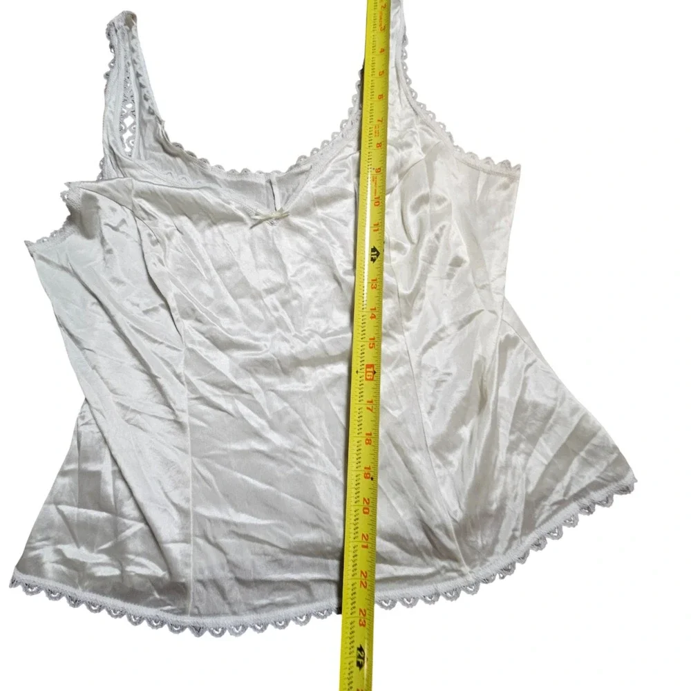 Adonna Satin Lace Trim Cami Top 38 Antron III‎ Nylon Lingerie Slip Coquette VTG